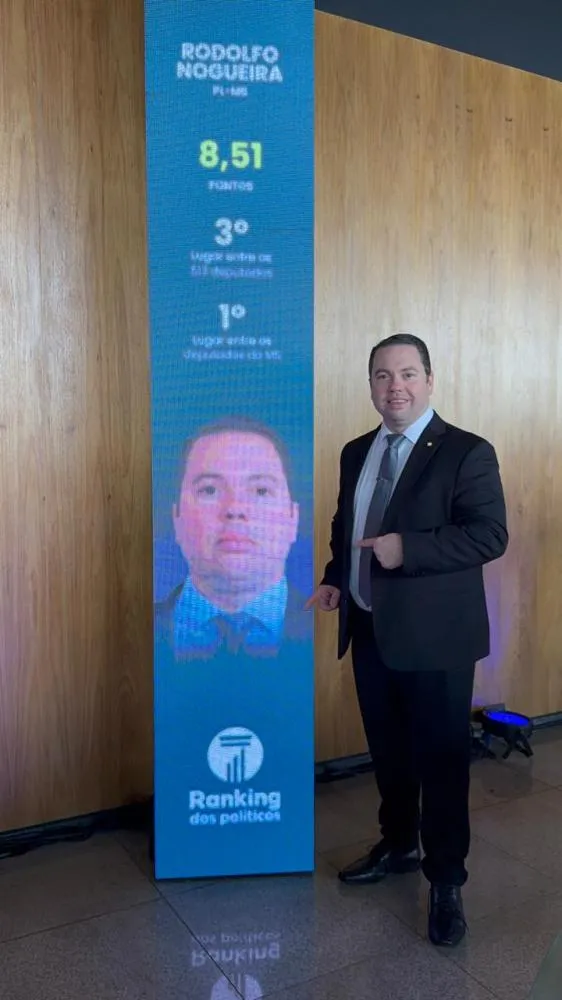 Rodolfo Nogueira é eleito, pela terceira vez, o melhor deputado federal de MS e fica entre os três melhores do Brasil em 2025