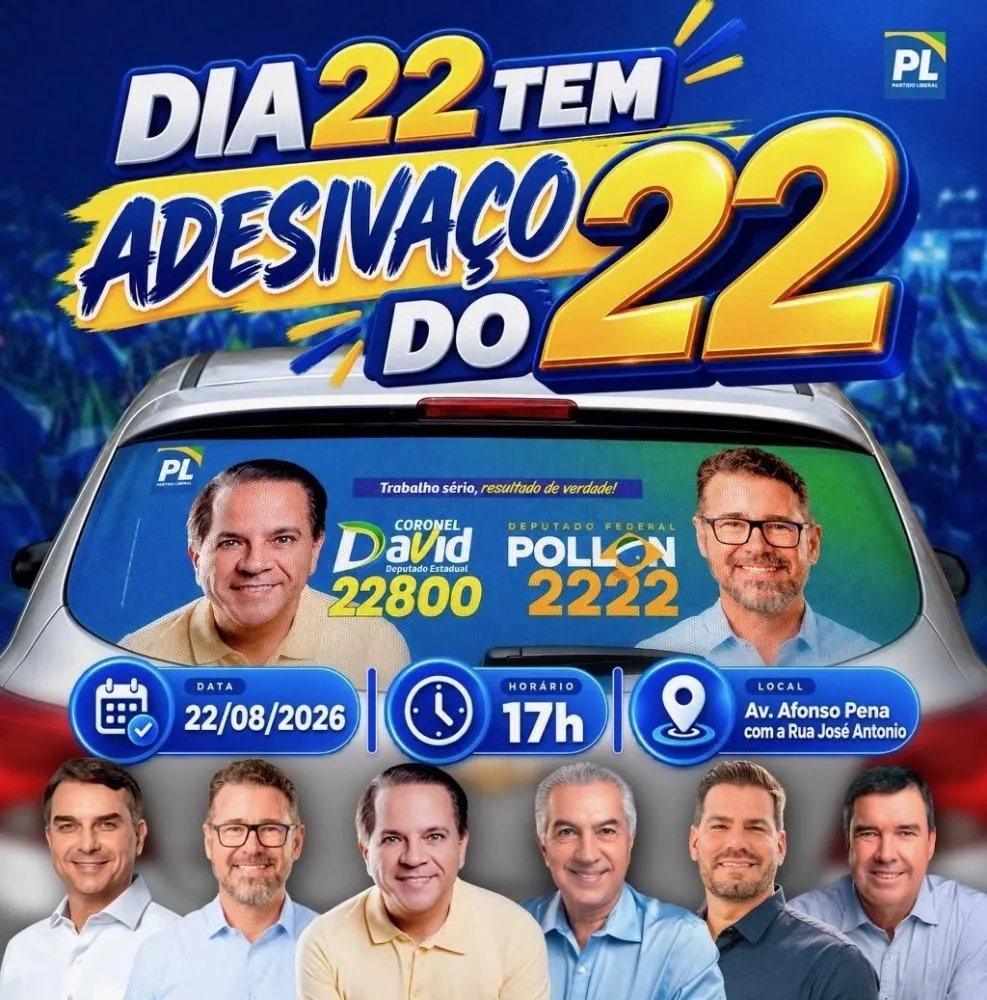 Coronel David lidera mobilização da direita em adesivaço do 22 neste sábado em Campo Grande