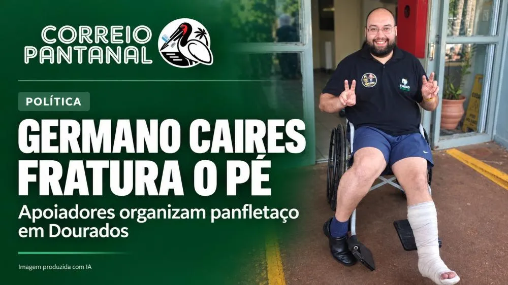 Germano Caires fratura o pé durante campanha e apoiadores organizam panfletaço em Dourados